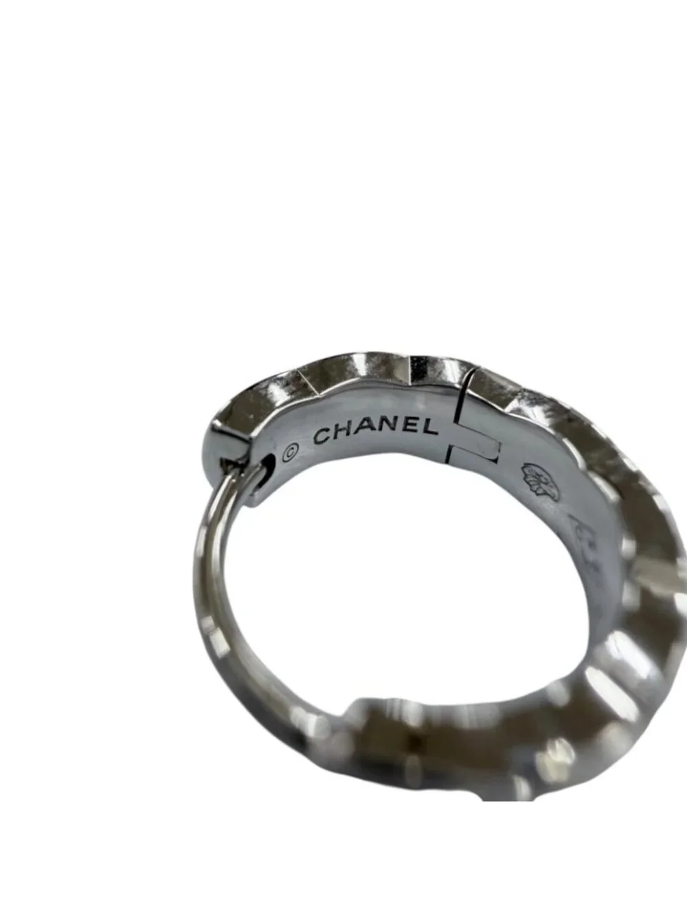 Chanel Coco Crush Collection Single Mini Hoop Earring White Gold